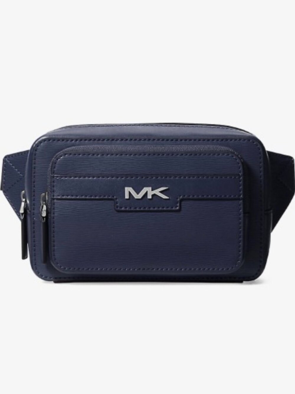 Michael Kors Cooper Small Navy Blue Sling Leather Double Zip Belt Travel Bag